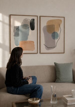 Watercolor shapes Set of 2 Canvas