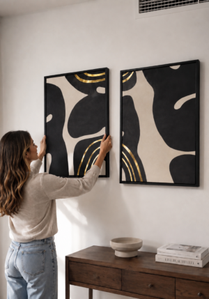 The gold stripes Set of 2 Canvas
